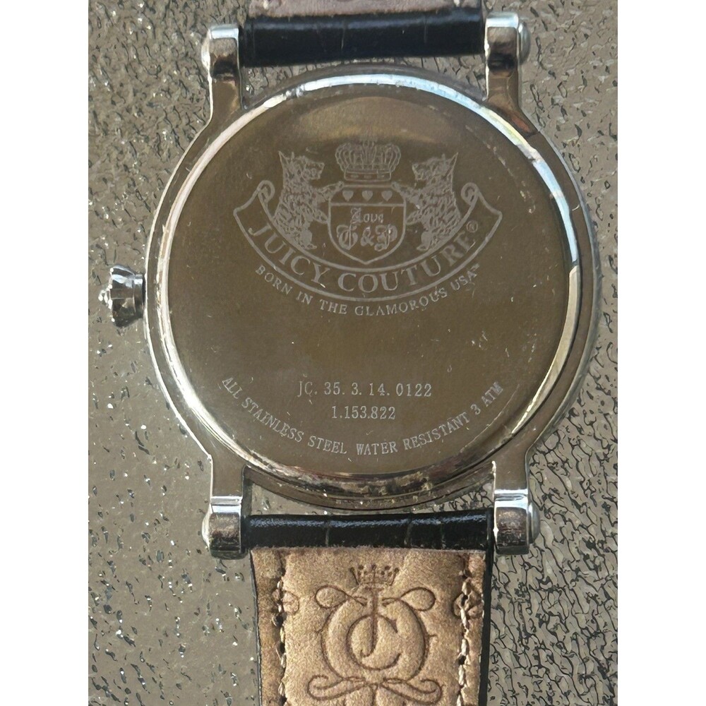 Juicy Couture Watch Womens Crown Crystal Dial Black Leather Y2K New Battery - Picture 6 of 11
